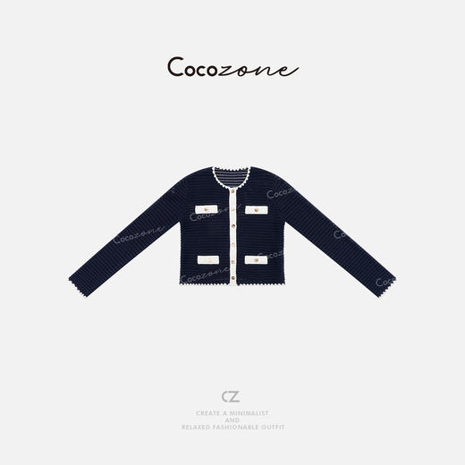 COCO ZONE 春季小香风设计感拼色长袖针织开衫ACD1A0302 商品图0