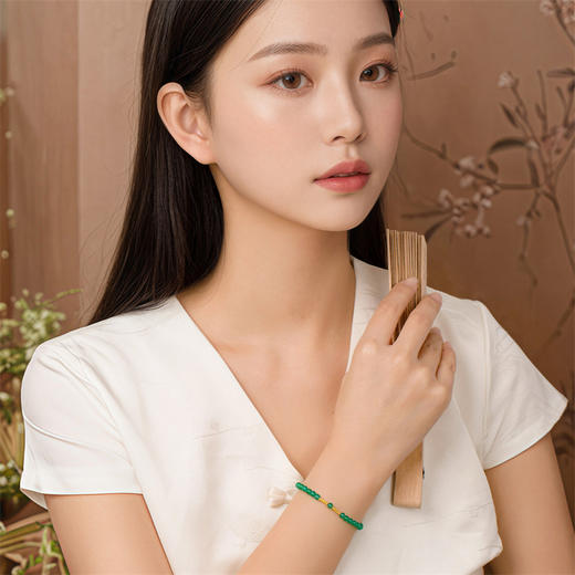 黄色18K金十全十美手链 绿玛瑙时尚显白手串女士礼物MEMORA诗普琳KBE01002（线上专供） 商品图2