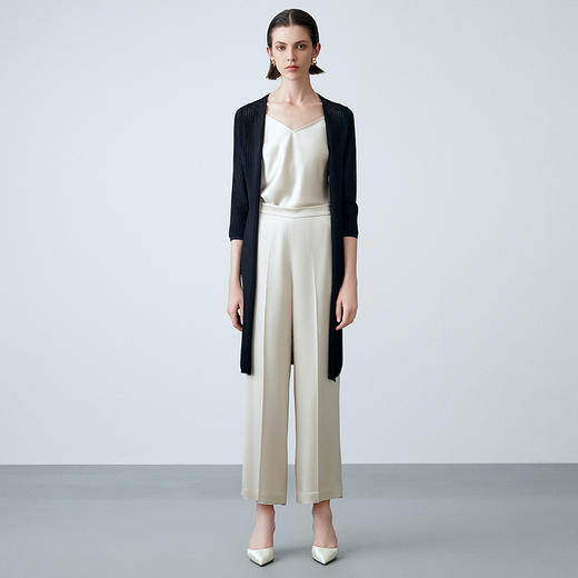 EITIE爱特爱夏季新款通勤纯色简约长款薄透针织开衫7801509 商品图6