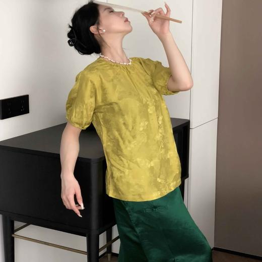 顺丰包邮洛诗琳34533夏季新款新中式设计感细褶国风真丝衬衫53116 商品图2