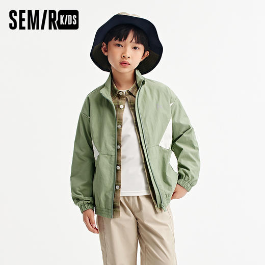 森马儿童外套春季撞色拼接户外风上衣男童宽松立领休闲装时尚潮流 商品图1