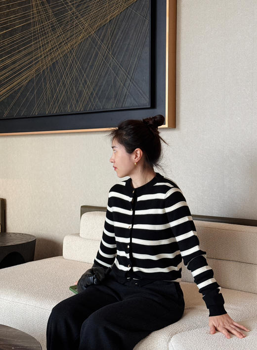 小禾1:1吐血推荐---25春100%细羊毛条纹开衫毛衣 【包邮+三天无理由退换】 商品图9