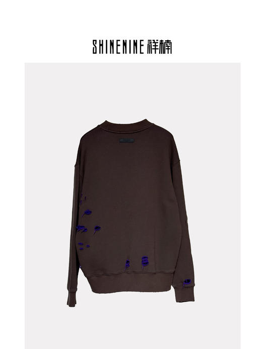 W436364281破洞撞色圆领卫衣 商品图1