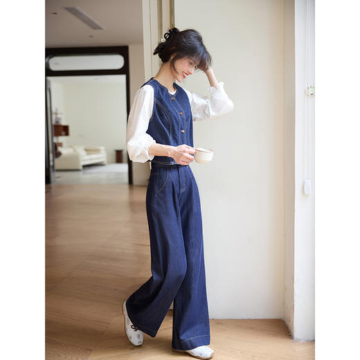 【专属特价】熙世界复古原色牛仔裤阔腿裤女春秋2025新款休闲宽松显瘦直筒裤子 商品图4