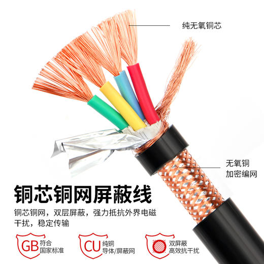 爆款热销【 国标线芯包检@双屏蔽】RVVP加密屏蔽信号控制线2/3/4/5/6/8芯0.30.50.751.01.5 2.5 平方铜芯铜网抄表消防电气连接音频控制线仪表信号线( 线芯包检屏蔽网除外) 商品图3