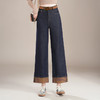 蓝色卷边九分直筒裤，小个子高腰显瘦牛仔裤时尚阔腿裤MYX-XYF-27006-L 商品缩略图0