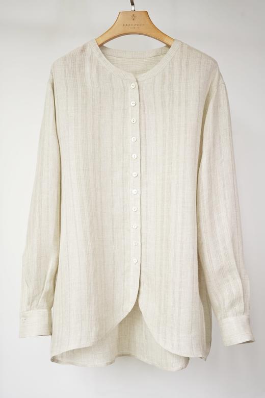 戛纳亚麻暗条纹衬衫 商品图4