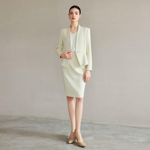 IWY/浅色职业西装套装女正装高级感无领西服外套时尚通勤职业工作服CS2227 商品图2