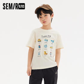森马儿童短袖T恤新款中性风时尚印花上衣夏季男童女童休闲装