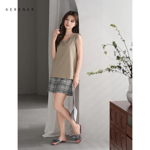 可人儿小众设计师新款奥力绵夏季吊带女士睡衣可外出家居服套装 商品图2