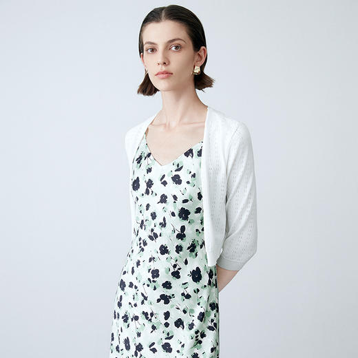 EITIE爱特爱夏季新款通勤气质显瘦纯色针织开衫7801507 商品图4