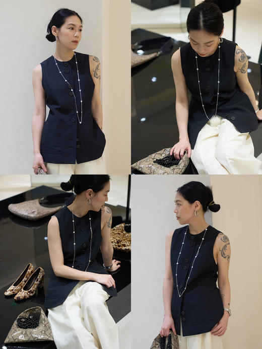 HIDEMI 月亮系列半月型设计感多种戴法铜镀银长款项链 商品图1