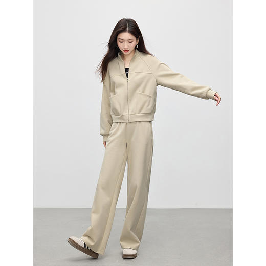【春夏新品】熙世界时尚休闲运动卫衣套装女2025早春新款外套直筒裤通勤两件套 商品图4