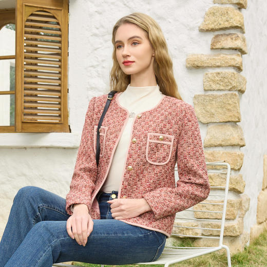 半身缘女装 春季经典合体小短款小香风外套251113M08713403 商品图4