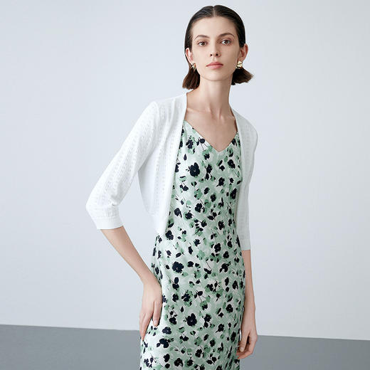 EITIE爱特爱夏季新款通勤气质显瘦纯色针织开衫7801507 商品图3