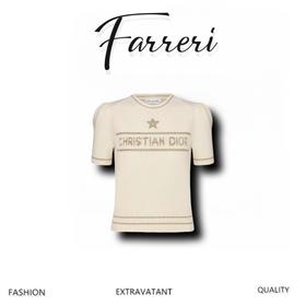 D家 新款提花字母logo星星💫圆领短袖针织衫毛衣