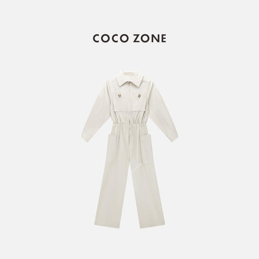 COCO ZONE 时尚简约翻领连体衣百搭高级感连体裤CC1B1366 商品图0