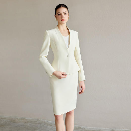 IWY/浅色职业西装套装女正装高级感无领西服外套时尚通勤职业工作服CS2227 商品图4