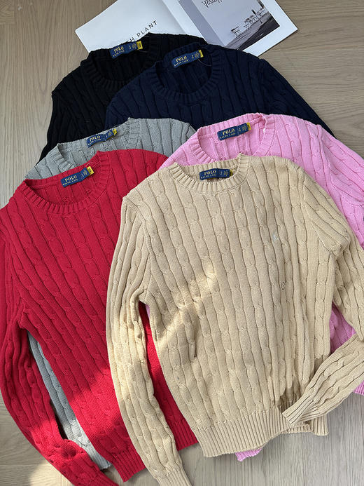 单品包邮现货 THS-特  RL polo马球家 Clean fit修身版 绞花编结绵纱/老钱百搭圆领针织衫 BM3193 商品图11