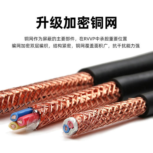 爆款热销【 国标线芯包检@双屏蔽】RVVP加密屏蔽信号控制线2/3/4/5/6/8芯0.30.50.751.01.5 2.5 平方铜芯铜网抄表消防电气连接音频控制线仪表信号线( 线芯包检屏蔽网除外) 商品图6