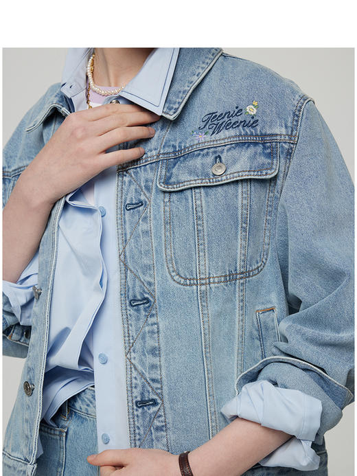 Teenie Weenie小熊卡通字母牛仔外套女夏季女外套TTJE252302W 商品图4