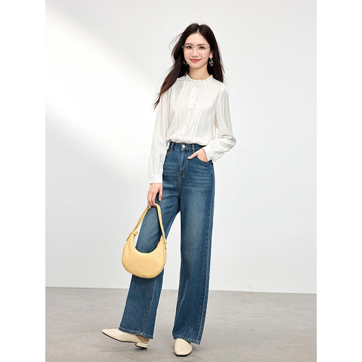 【99元福袋不支持退换】熙世界法式花边立领白衬衫女2025春秋新款浪漫优雅轻熟风长袖上衣 商品图4