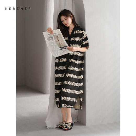 可人儿小众设计师奥力绵女士睡衣夏季短袖少女睡裙可外穿家居服 商品图2