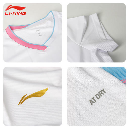 李宁羽毛球服 AAYU128国际大赛服女款大赛款舒适透气速干运动T恤女款短袖 商品图1