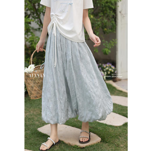 鹿向南「佩里月光」蓝色a字半身裙女L53368 商品图1