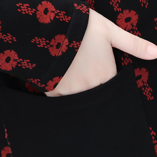 QYMCR-SMN37 中长款加绒印花连衣裙女2025年春季新款韩版修身气质时尚打底裙 商品图3