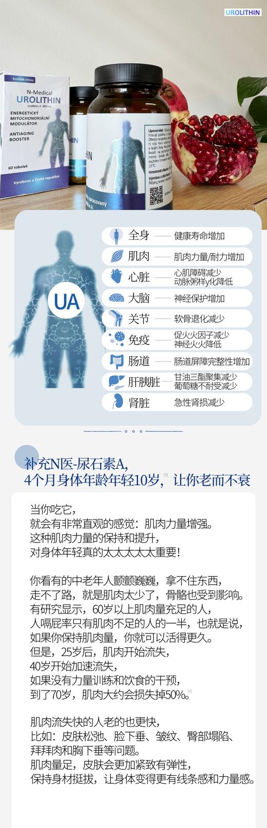 捷克N-medical尿石素A 拉长健康生命线！1粒=250个天然有机石榴！富豪们的K衰秘密！K老更年轻60粒 商品图8