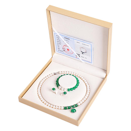 【6月专享】【送转运手链】紫禁文创旗下 珠御在殿·精典珍珠套装 3A天然淡水珍珠 S925银锁扣 祖母绿玉髓，7A级玛瑙 经典不过时 商品图7