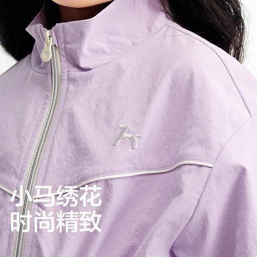 森马儿童外套春季撞色绣花宽松立领上衣女童时尚简约百搭童装休闲 商品图3