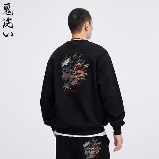 ONIARAI/鬼洗25春夏新品经典日系刺绣廓形套头卫衣男式  B240152 商品图2