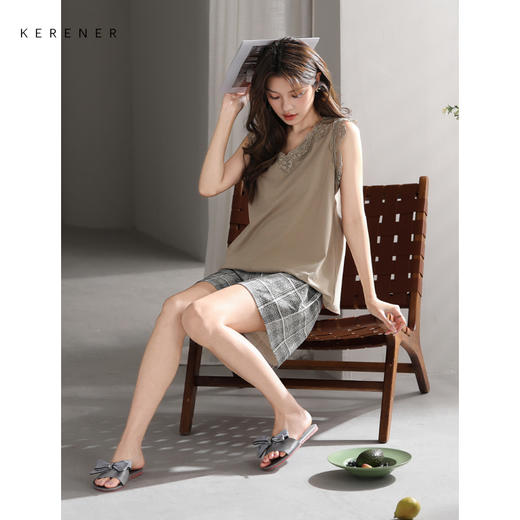 可人儿小众设计师新款奥力绵夏季吊带女士睡衣可外出家居服套装 商品图3