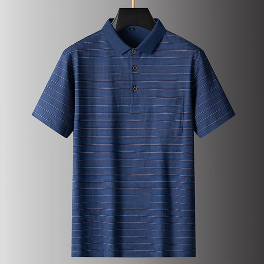 【100%棉】【DPS】大依优型大码短袖POLO衫夏装棉半袖体恤男大码翻领上衣胖子宽松经典条纹 商品图1