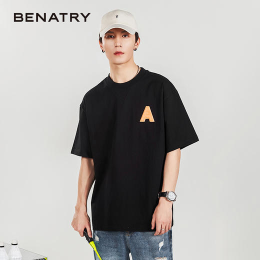 贝纳川圆领宽松字母短袖T恤ECP214011 商品图2