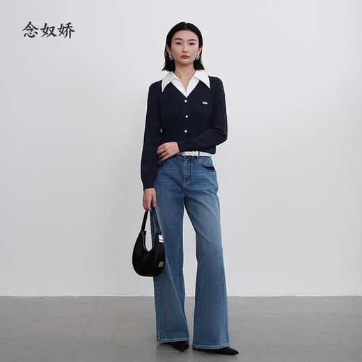 【商场同款】CNQ5354 “精英针织” 深邃、高智的藏蓝色假两件毛衫 好穿显瘦 商品图4