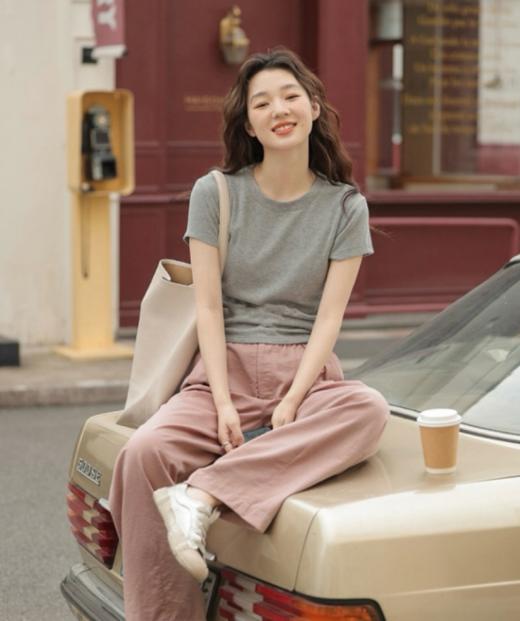 🔥爆火的断货王神裤【仟梓赫 多巴胺小粉阔腿裤】💕还是赵露思、虞书欣同款 ➽多巴胺小粉裤，😍入春第一条裤子认准它‼️  商品图0