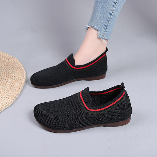 清完下架【意迪森】B25春季一脚蹬妈妈鞋平底飞织中老年布鞋软底懒人百搭女鞋 商品图1