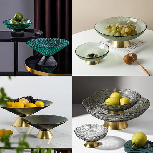 【多种规格可选】娜家轻奢金边玻璃水果盘 商品图1
