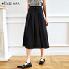 OLrain欧芮儿黑色百褶半身裙女春季2025年新款通勤简约高腰A字裙 商品缩略图0