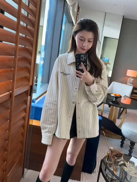 Dior 人字纹条纹刺绣衬衫 商品图2