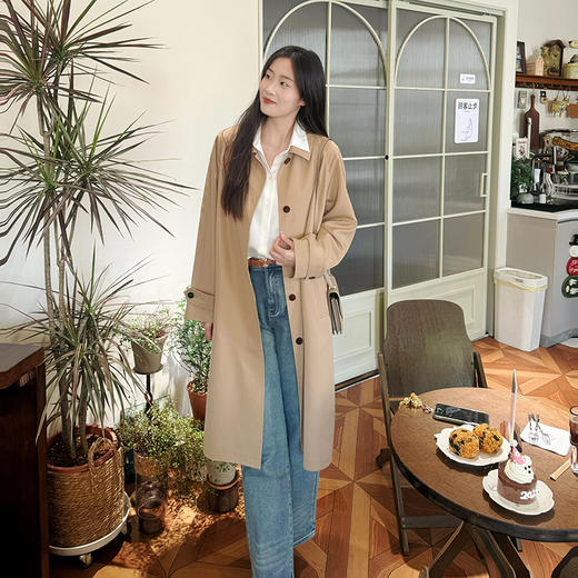 火桐hooton 露珠系列 2025新款丝羊毛精纺长款风衣ZB7010 商品图2