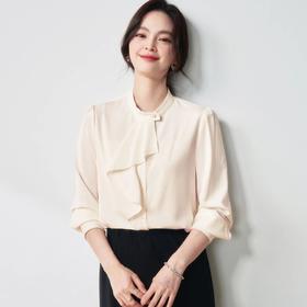 【高货sh】全新升级【铂金会员174/天猫229/差价55】(12304) 洛诗琳25春轻职场温柔风不规则飘带衬衫通勤职业长袖衬衣