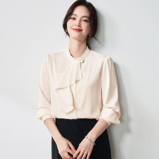 【高货sh】全新升级【铂金会员174/天猫229/差价55】(12304) 洛诗琳25春轻职场温柔风不规则飘带衬衫通勤职业长袖衬衣 商品图0