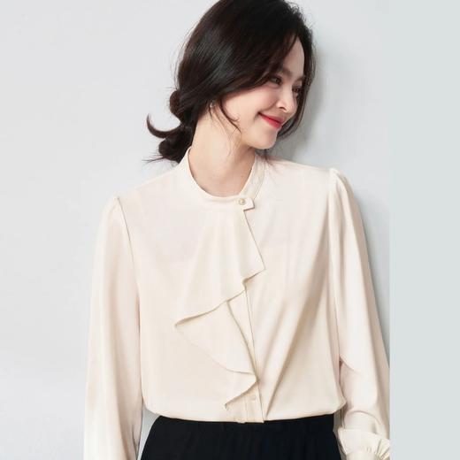 【高货sh】全新升级【铂金会员174/天猫229/差价55】(12304) 洛诗琳25春轻职场温柔风不规则飘带衬衫通勤职业长袖衬衣 商品图1