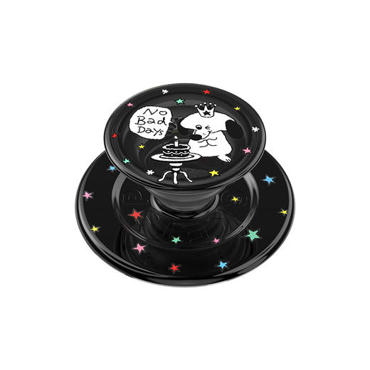 【微微日常】小狗星星夜 MAGSAFE磁吸手机气囊支架 Round圆啪嗒系列 黑色 狗 卡通 商品图3