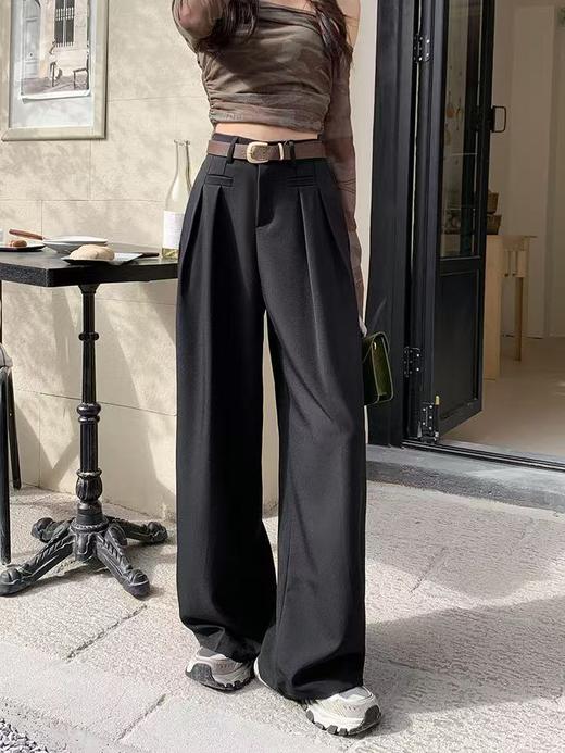 418感恩价【春上新】高级感西装阔腿裤春季宽松显瘦休闲拖地裤5808-喜出 商品图1