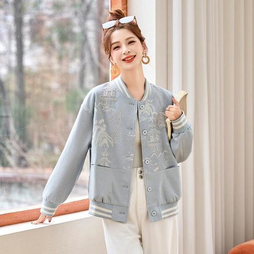 休闲洋气减龄棒球服，新中式国风刺绣小个子百搭上衣HR-YJLY8525A 商品图2
